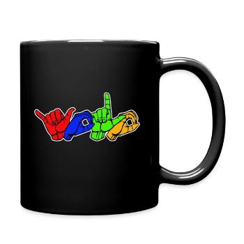 Yolo Vous ne vivez qu’une fois avec la langue des signes DGS - Mug uni - noir - Droite
