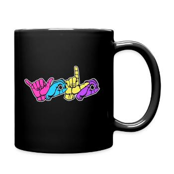 Yolo Vous ne vivez qu’une fois avec la langue des signes DGS - Mug uni - noir - Droite
