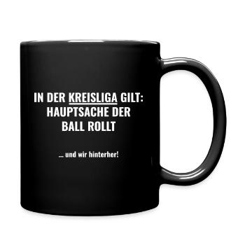 Hauptsache der Ball rollt - Tasse einfarbig - Schwarz - Rechts