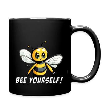 bee yourself happy bee - Tasse einfarbig - Schwarz - Rechts