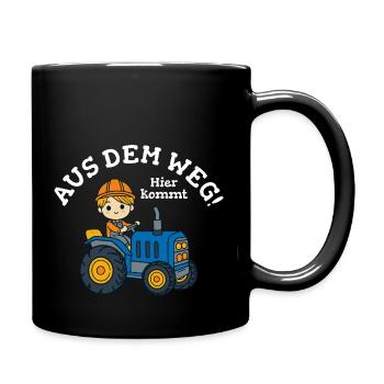 Traktor Junge Kinder Name Vorlage - Tasse einfarbig - Schwarz - Rechts