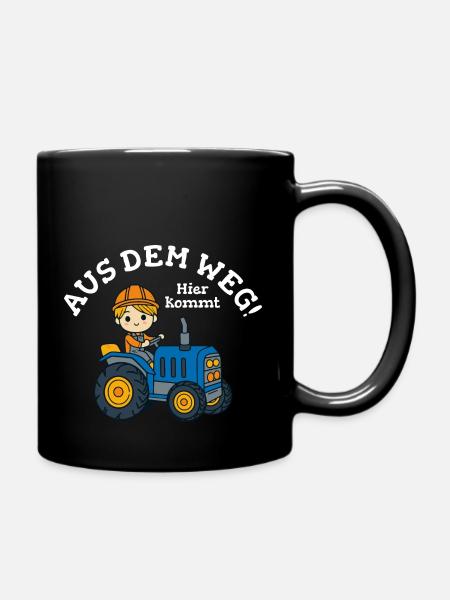 Traktor Junge Kinder Name Vorlage - Tasse einfarbig - Schwarz
