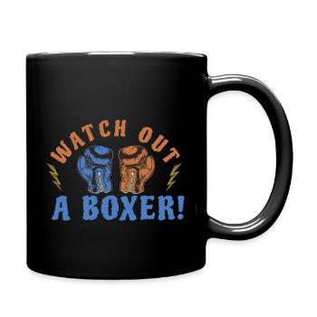 WATCH OUT A BOXER! - Tasse einfarbig - Schwarz - Rechts