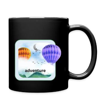 Heißluftballon mit Wolken Abenteuer Urlaubsmotiv - Tasse einfarbig - Schwarz - Rechts