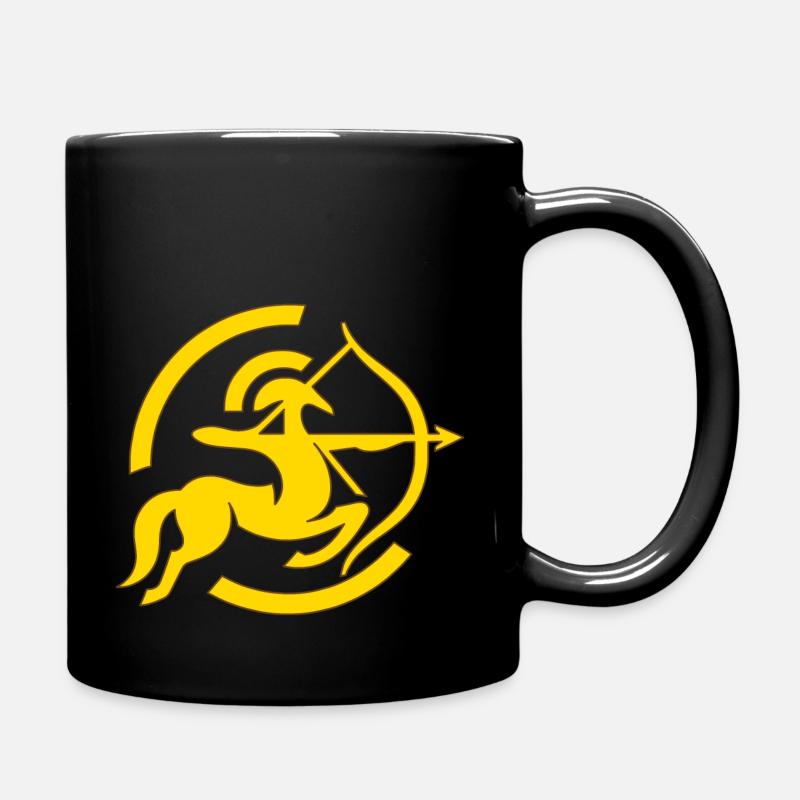 Sternzeichen Schütze Arc Icon Minimalistisch Gold - Tasse einfarbig - Schwarz