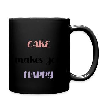 Cake makes you happy - pink and purple design - Tasse einfarbig - Schwarz - Rechts