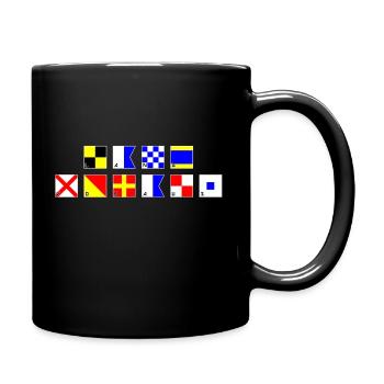 Land voraus im Flaggenalphabet - Tasse einfarbig - Schwarz - Rechts