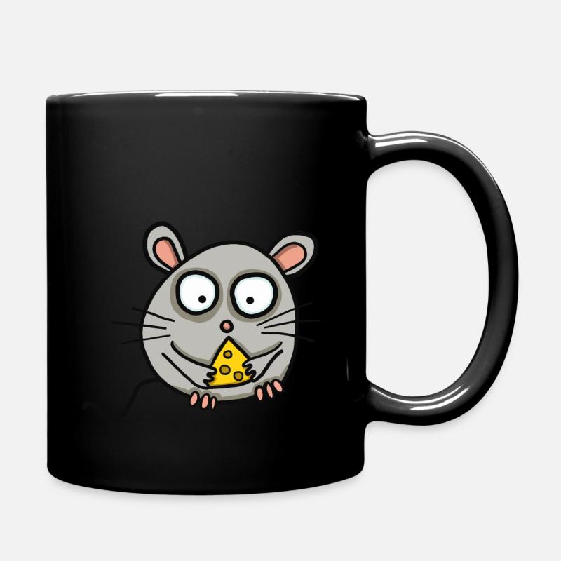 Maus mit Käse - Tasse einfarbig - Schwarz