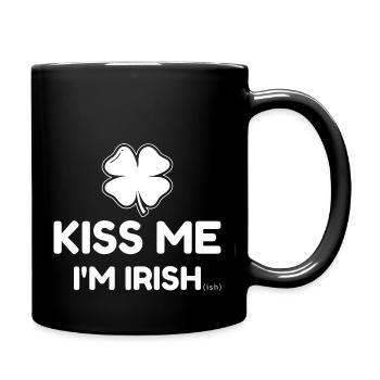 Kiss me I'm Irish ish, funny St Patricks day - Full Colour Mug - black - Right