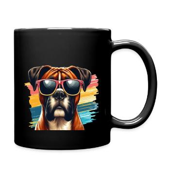 Niedliche Boxer-Hund-Kunst - Tasse einfarbig - Schwarz - Rechts