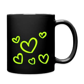 Liebe Herzen - Tasse einfarbig - Schwarz - Rechts