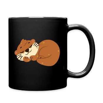Otter sleeps - Full Colour Mug - black - Right