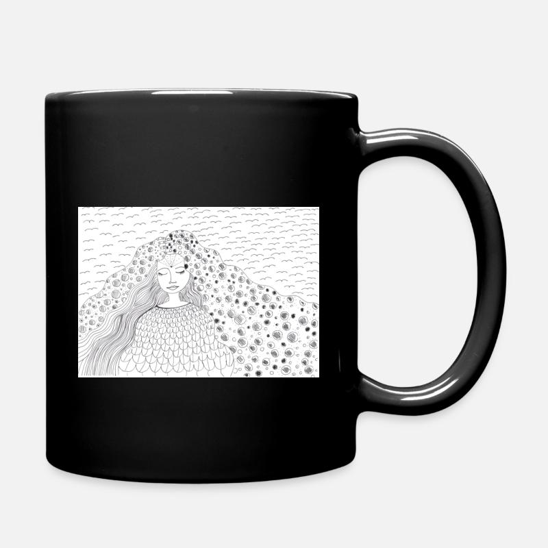 Frau Skizze - Tasse einfarbig - Schwarz