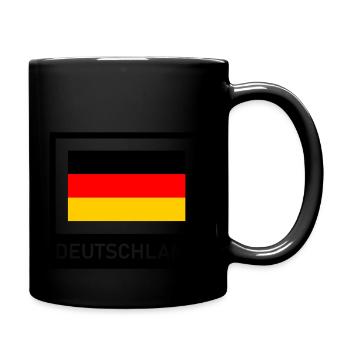 Deutschland Flagge mit Schriftzug - Tasse einfarbig - Schwarz - Rechts
