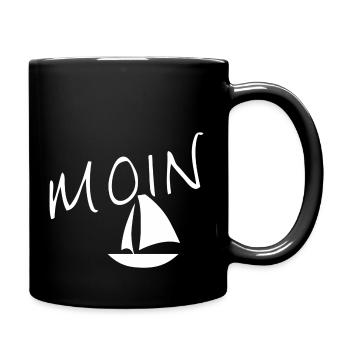 Moin with sailing ship - Full Colour Mug - black - Right