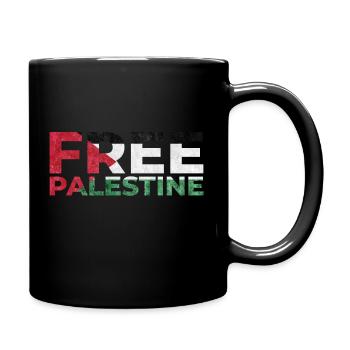 Free Palestine | Lettering in flag colours - Full Colour Mug - black - Right