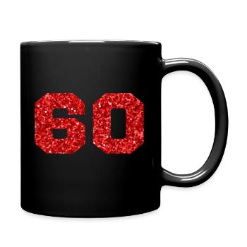 Numéro 60 paillettes rouge - 60e anniversaire - Mug uni - noir - Droite