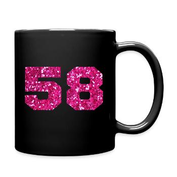 Numéro 58 paillettes rose - 58e anniversaire - Mug uni - noir - Droite