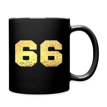 Nummer 66 Gold Glitter - 66. Jahrestag - Tasse einfarbig - Schwarz - Rechts