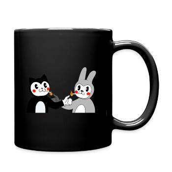 Amis lapins et chats - Amis chats et lapins - Mug uni - noir - Droite