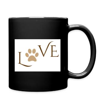 Love Word with Brown Dog or Cat Animal Paw Print - Full Colour Mug - black - Right