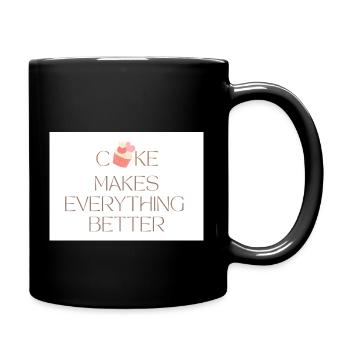 Cake makes everything better simple typography - Full Colour Mug - black - Right