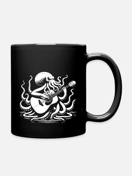 Kraken spielt Gitarre - Tasse einfarbig - Schwarz
