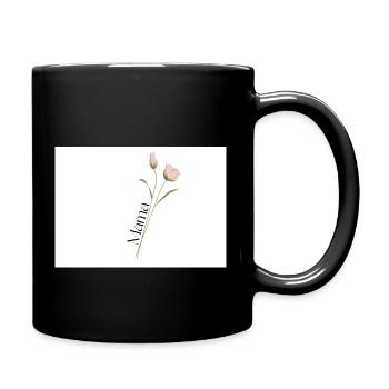 Mama text in elegant font on Flower Stem - Full Colour Mug - black - Right