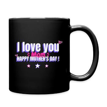 Ich liebe dich Mama, Geschenk Muttertag, Herz - Tasse einfarbig - Schwarz - Rechts
