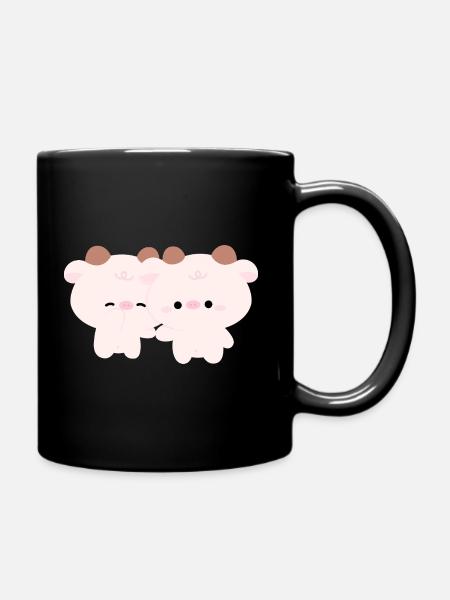 Kuh-Paar - Tasse einfarbig - Schwarz