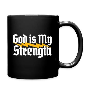 GOD Is My Strength - Full Colour Mug - black - Right