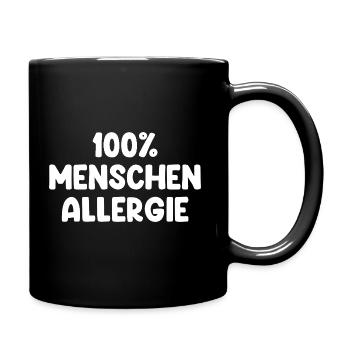 100% Menschen Allergie - Tasse einfarbig - Schwarz - Rechts