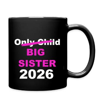 Große Schwester 2026 Ankündigung - Tasse einfarbig - Schwarz - Rechts