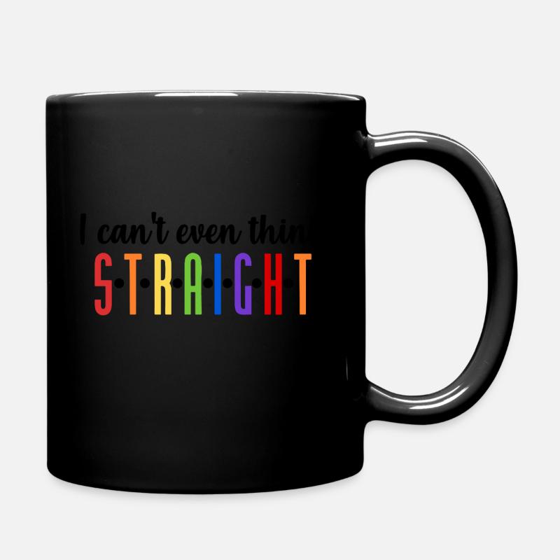 I can't even think 🏳️ 🌈😄 straight - Full Colour Mug - black