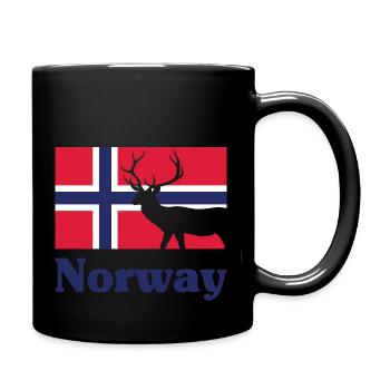 Norwegen Fahne Hirsch - Tasse einfarbig - Schwarz - Rechts