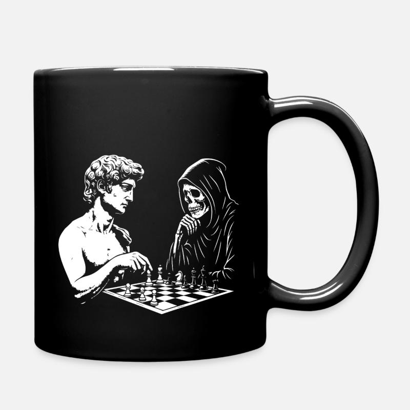 David Michelangelo spielt Schach mit dem Tod - Tasse einfarbig - Schwarz