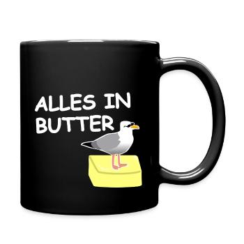 Alles in Butter Möwe - Tasse einfarbig - Schwarz - Rechts