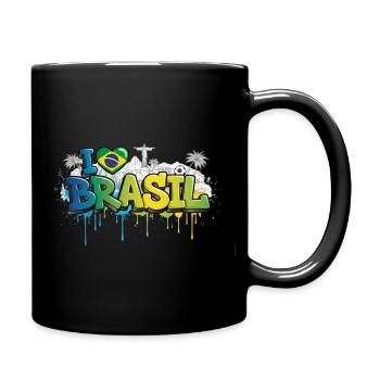 Brésil Amour drapeau Graffiti Tee Design - Mug uni - noir - Droite