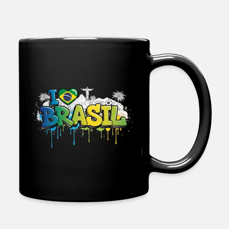 Brésil Amour drapeau Graffiti Tee Design - Mug uni - noir