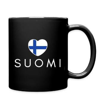Heart with Finland flag, I love Finland - Full Colour Mug - black - Right