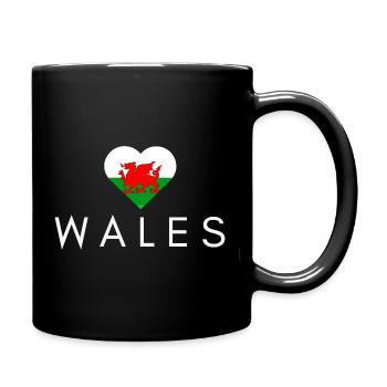 Heart with Welsh flag, master Wales - Full Colour Mug - black - Right