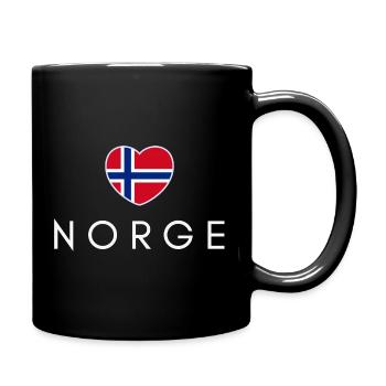 Heart with Norwegian flag, Norwegian pride - Full Colour Mug - black - Right