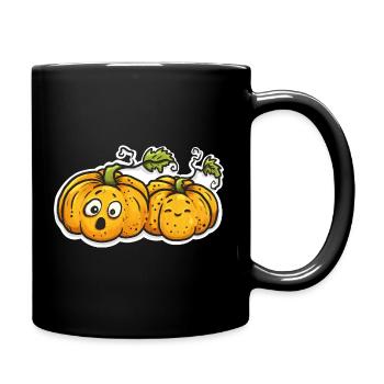 Couple de citrouilles mignon - Bande dessinée d’automne d’Halloween - Mug uni - noir - Droite