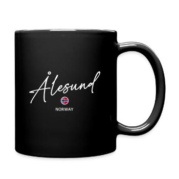 Alesund - Norway Flag Lettering - Norge - Norwegen - Full Colour Mug - black - Right