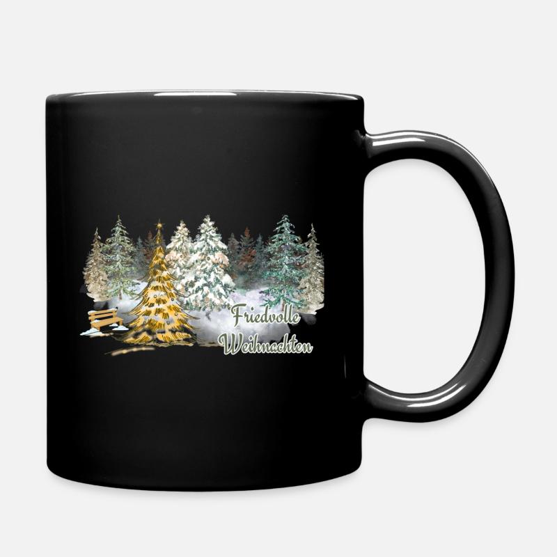 Peaceful Christmas in the winter forest in Advent - Full Colour Mug - black