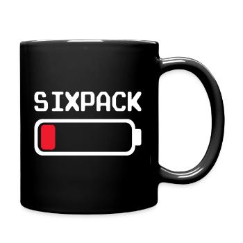 Six-pack – Fun outfit with a low battery - Full Colour Mug - black - Right