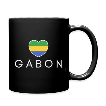 Heart with Gabonese flag, Gabonese pride - Full Colour Mug - black - Right