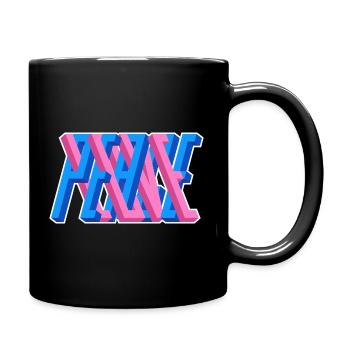 Love & Peace – Graffiti Style Love & Freedom - Full Colour Mug - black - Right