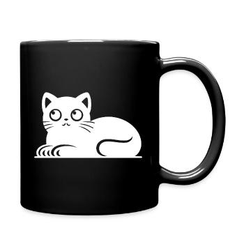 Cute Cat Cat Tattoo Style Drawing - Full Colour Mug - black - Right