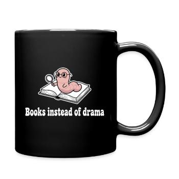 Bücher statt Drama: Wurm mit Lupe - Tasse einfarbig - Schwarz - Rechts